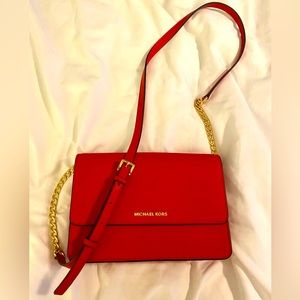 MICHAEL KORS - Daniela Large Saffiano Leather Crossbody Bag Bright Red